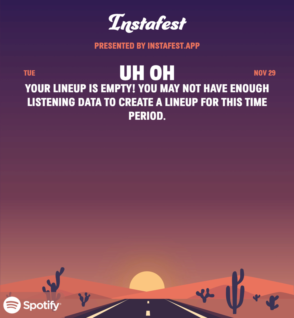 Instafest  Cartel de festival con tus escuchas en spotify Instaf10