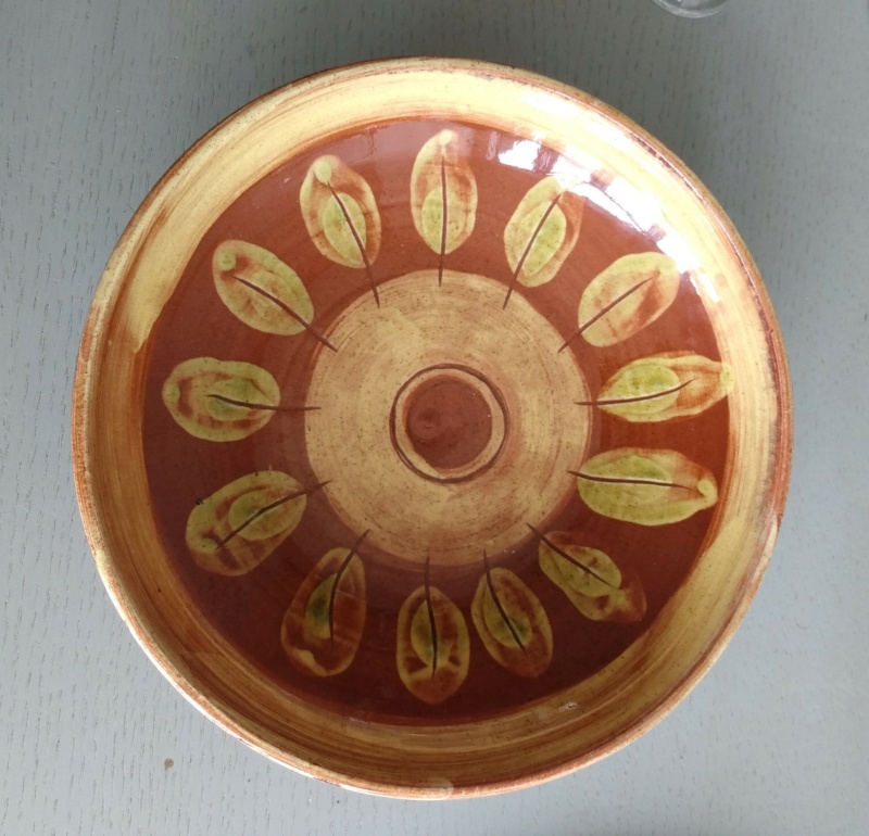 Shallow terracotta slipware bowl, MS mark - possibly Swedish Img_2349