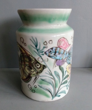 Hand painted fish vase - Aldo Cremona, Villa Bologna Pottery, Malta  Img_2360