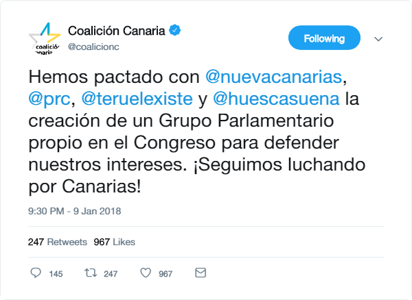 Redes Sociales de Coalición Canaria Tweet_20