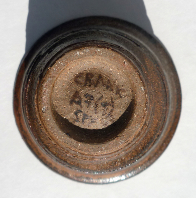 Grogged ceramic vase marked CRANK A7(T) SPY? Crank310