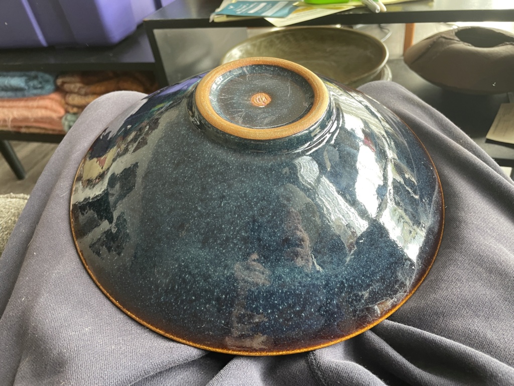 Studio Pottery Large Blue Bowl Chopmark 4b66ec11