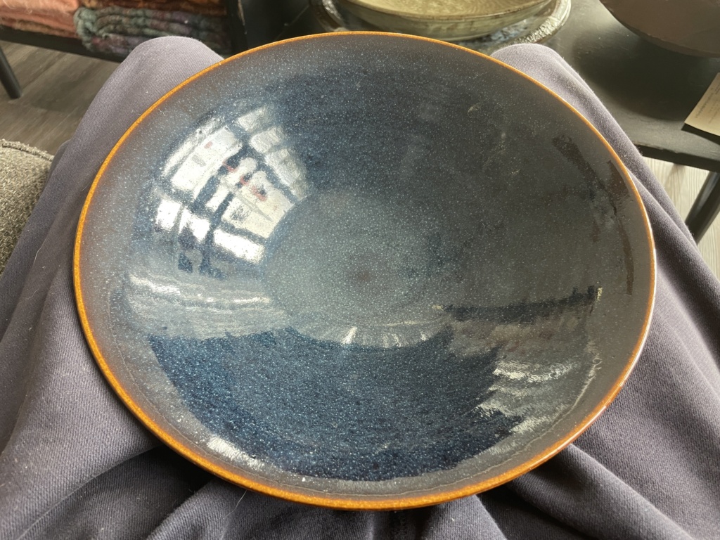 Studio Pottery Large Blue Bowl Chopmark 78f40511