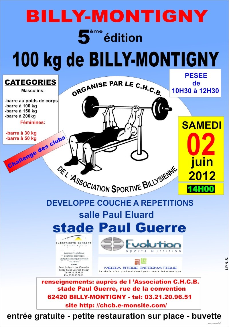 5ème édition des 100 KG DE BILLY-MONTIGNY le 2 juin 2012 Affich16