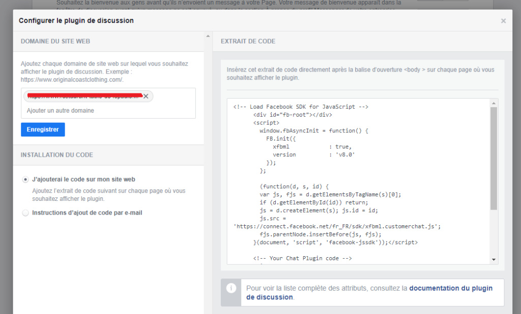 Ajout du plugin Facebook Messenger sur toutes les pages Code12