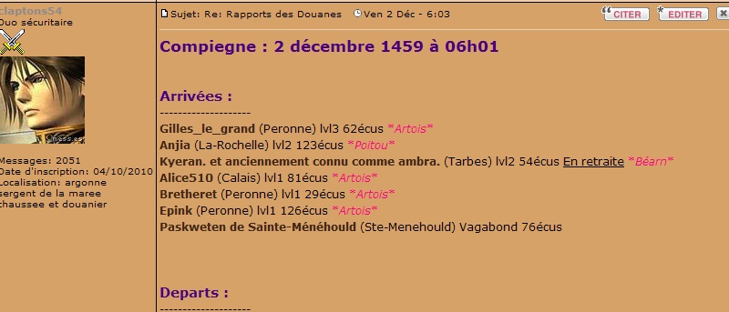 Bretheret [TOP] Franchissement illéagl de frontières et emmenagement illégal - Compiègne - le 02/12/1459 -Varennes - Le 03/12/1459  Preuve18