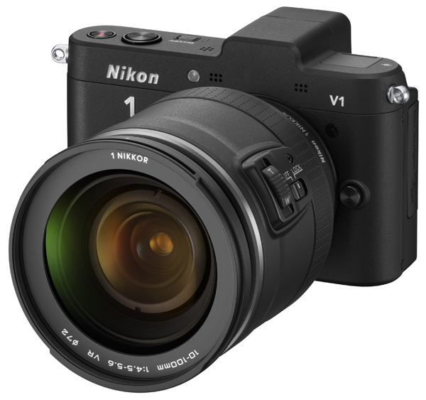 Nikon 1 V1 noir avec 1 Nikkor VR 10-100 mm f/4.5-5.6