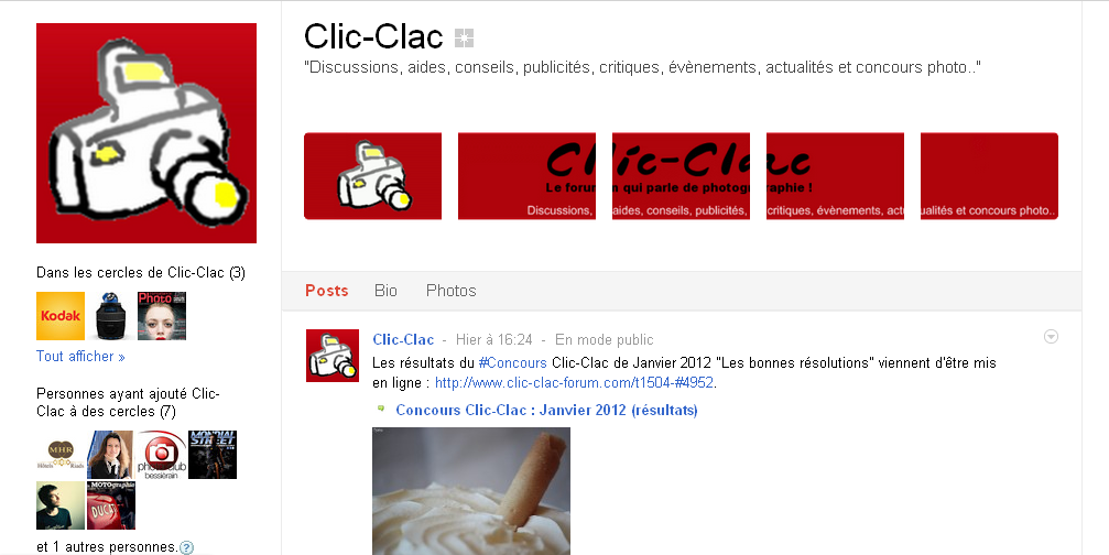 Page Google+ du forum de photographie Clic-Clac