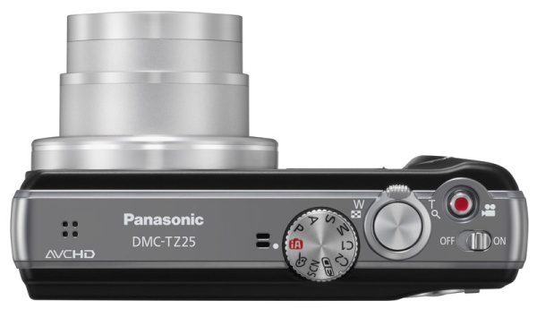 Panasonic Lumix DMC-TZ25 noir de haut