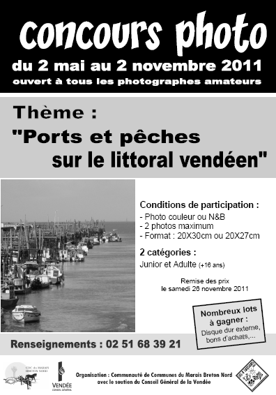 concours photo 3ème Concours photo Ports et pêches sur le littoral vendéen par la Communauté de Communes du Marais Breton Nord et le canton de Beauvoir sur Mer