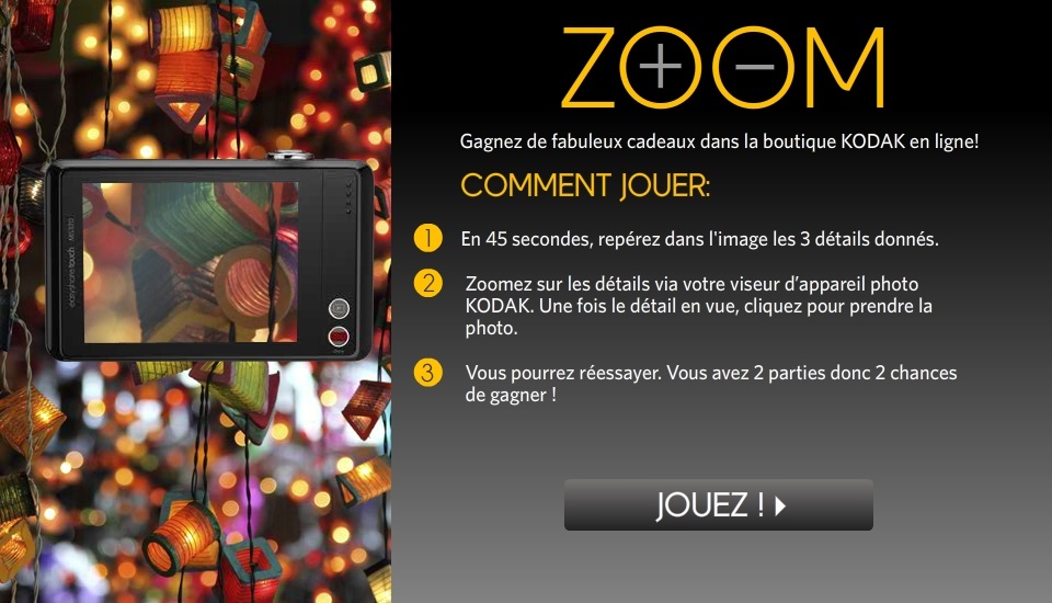 Zoom, un jeu pour obtenir des réductions chez Kodak