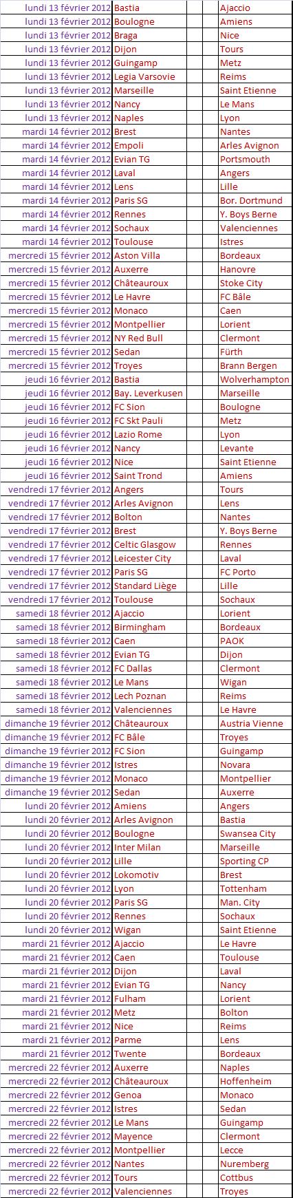 Matchs Amicaux par Dates Date_110