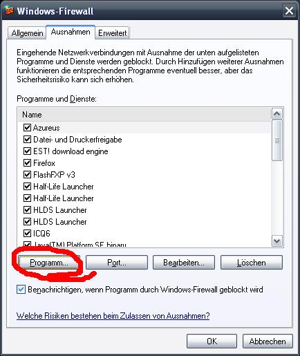 Allowing Cabal to go trough the Windows XP Firewall 310