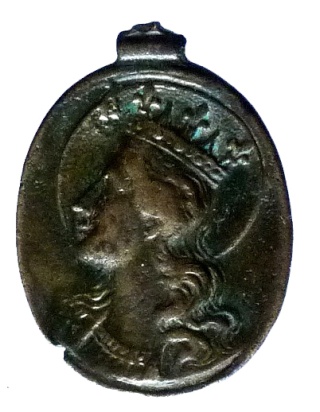 Medalla Arcángel S. Gabriel / Virgen coronada, s. XVII (FSV.56) P1050914
