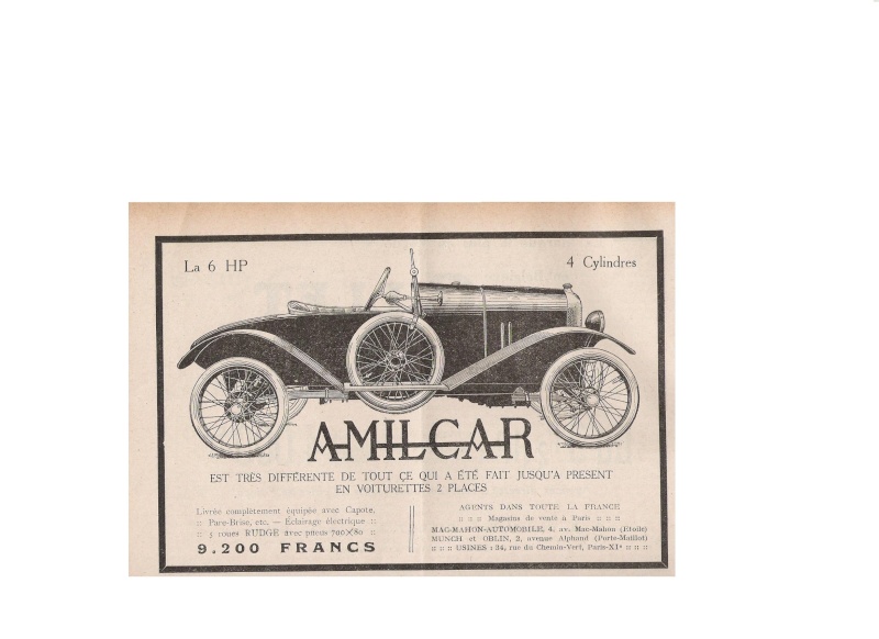 AMILCAR Cyclecar Voiturettes Grand Sport  " CHAPITRE 1 " Amilca11