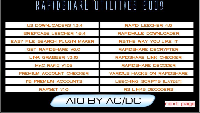 RapidShare Utilities 2008 Rs10