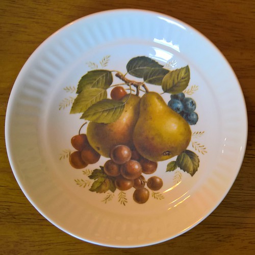CL Fruit Design & Gold edge on  Apollo is Cake Plate/Server Peaches, Pears, Strawberries d997 Gift_d10