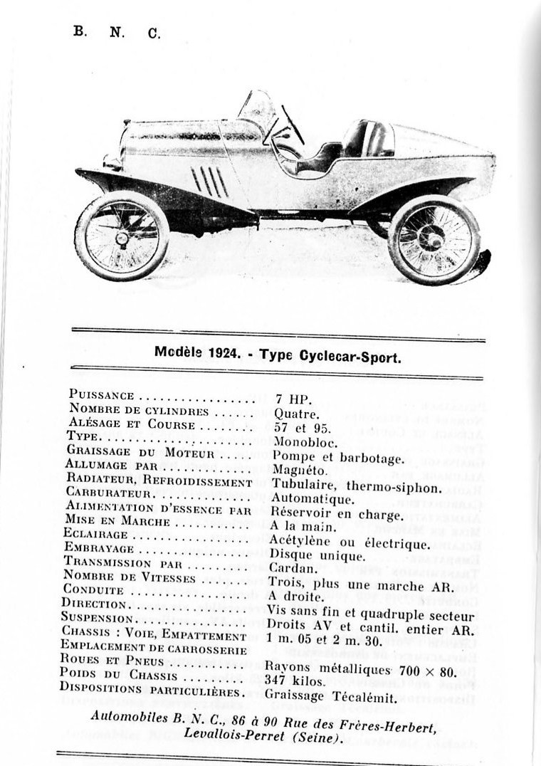 BNC B.N.C. Bollack, Netter et Cie cyclecar B_n_c_10