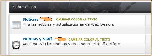 Enumerar los Temas y color en los texto de las categorias o foros Texto12