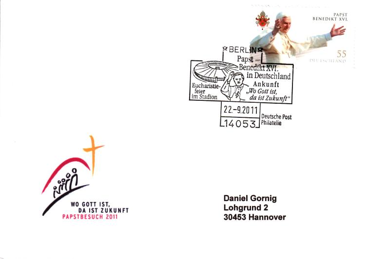 Sonderstempel und Sondermarke zum Papstbesuch Papst_10