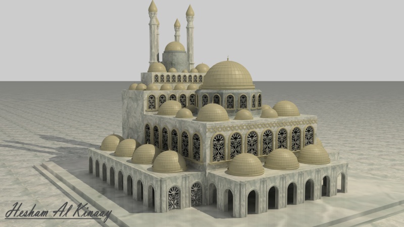تصميم مسجد ببرنامج Cinema 4D Unmate12