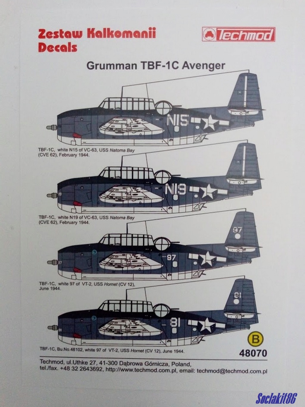 Grumman TBF-1C Avenger (Hobby Boss 1/48) A20