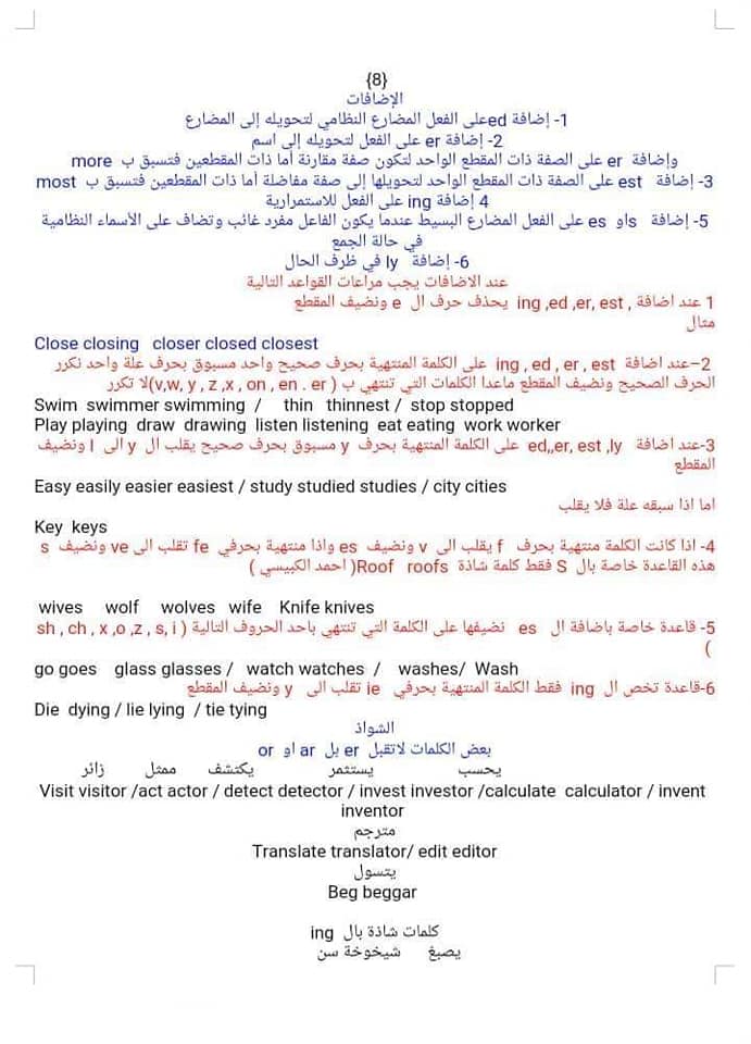 40 درجة سهلة وبالمتناول السادس الإبتدائي في اللغة الإنكليزية 0217