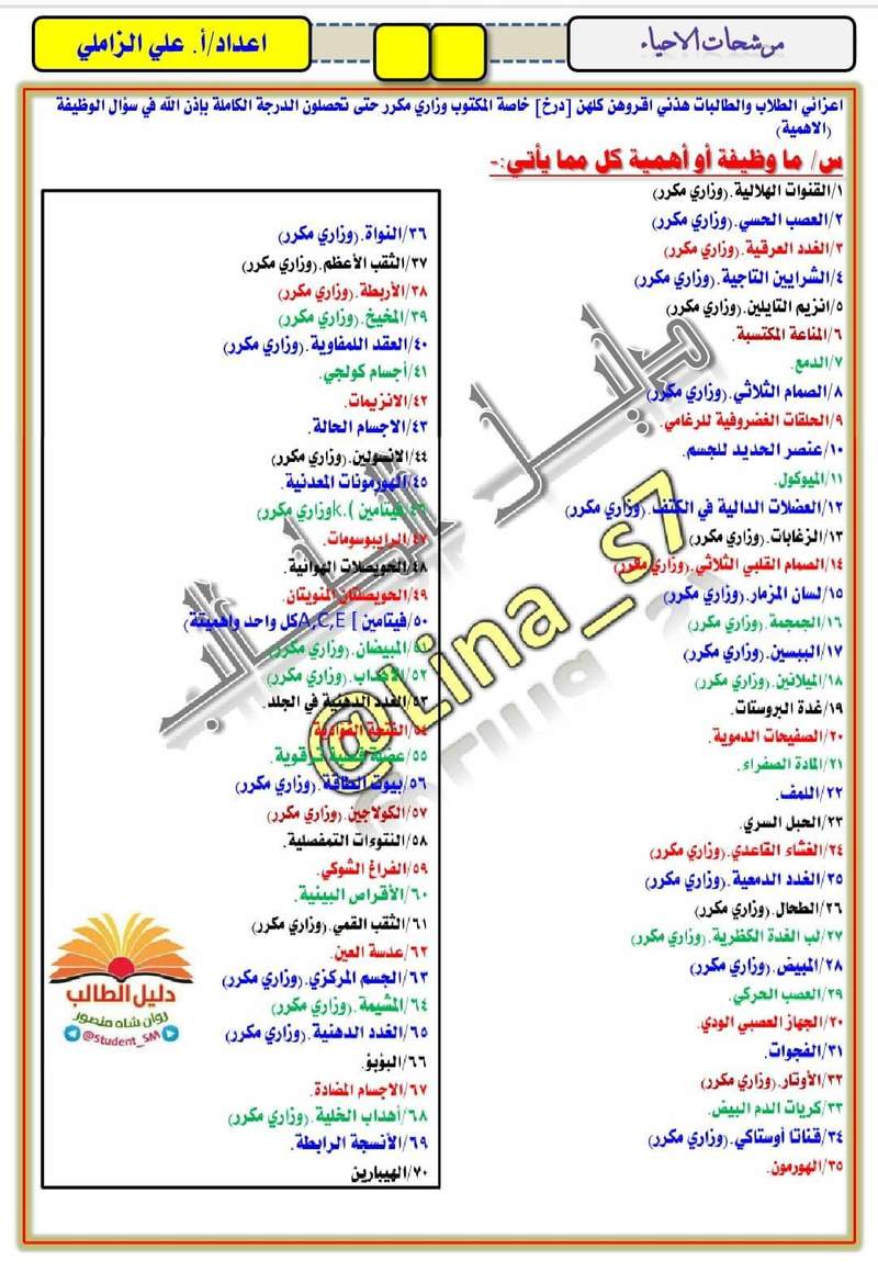 مرشحات الاحياء الكاملة للصف الثالث المتوسط 2019 535