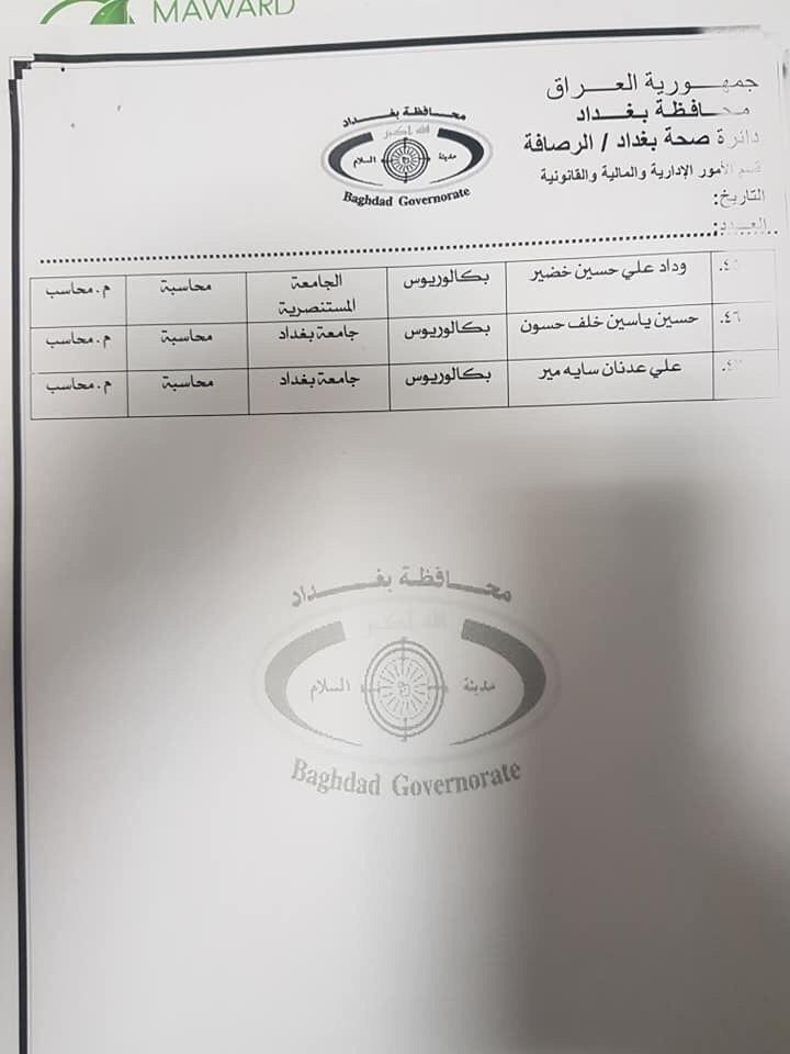 عااجل أسماء المقبولين بتعيينات دائرة الصحة بغداد(الوجبة الأولى) 2023 754