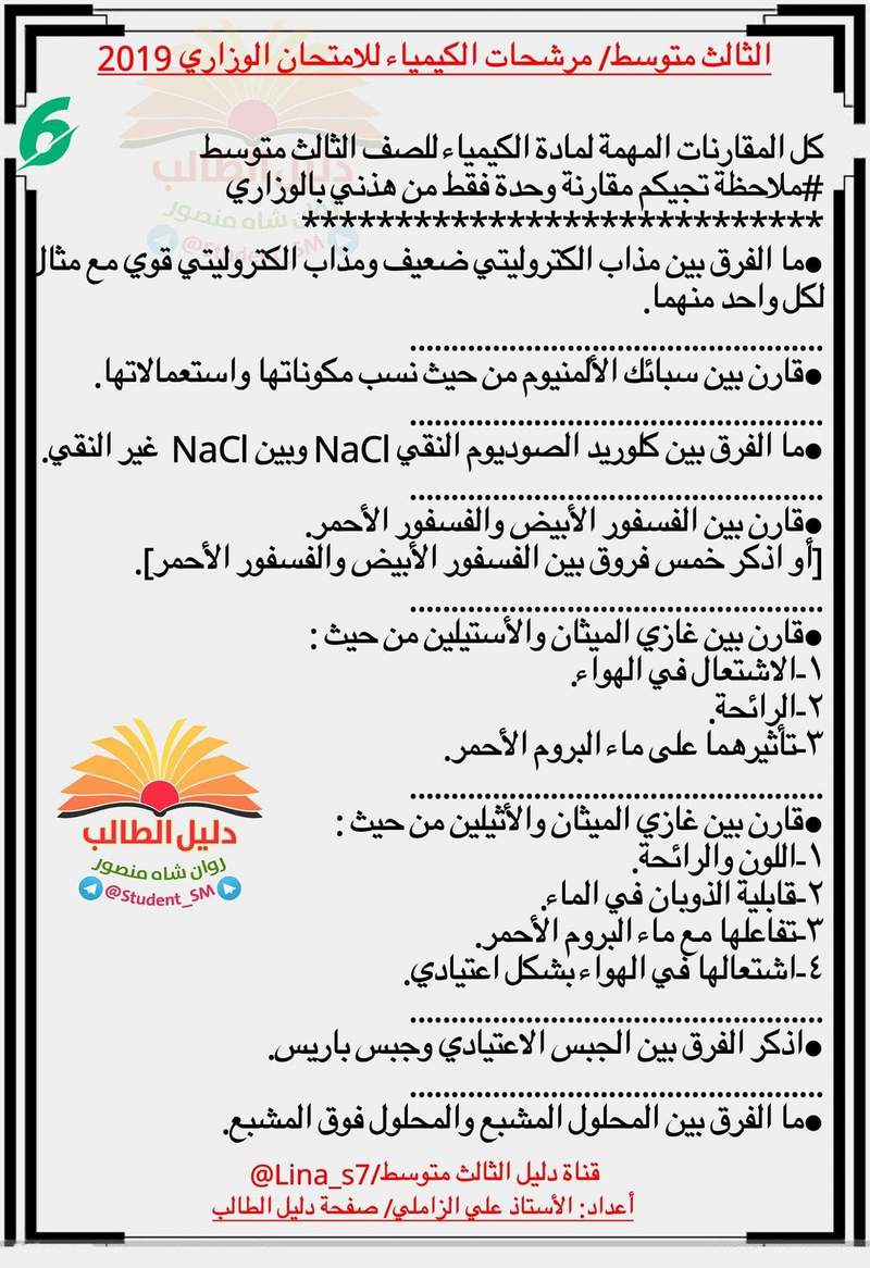 كل مرشحات الكيمياء كاملة للصف الثالث متوسط 2019 Eee11