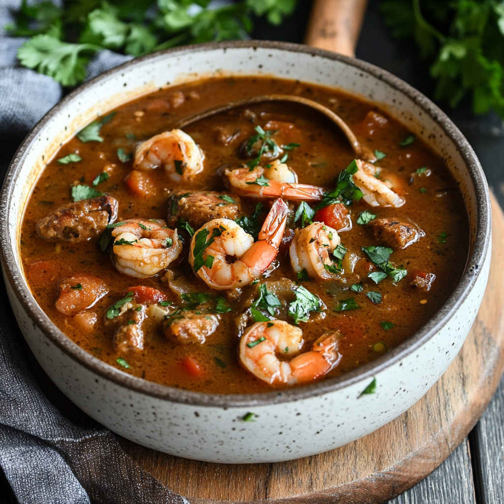 Classic New Orleans Creole Gumbo with Andouille Sausage and Shrimp Zzzzz11