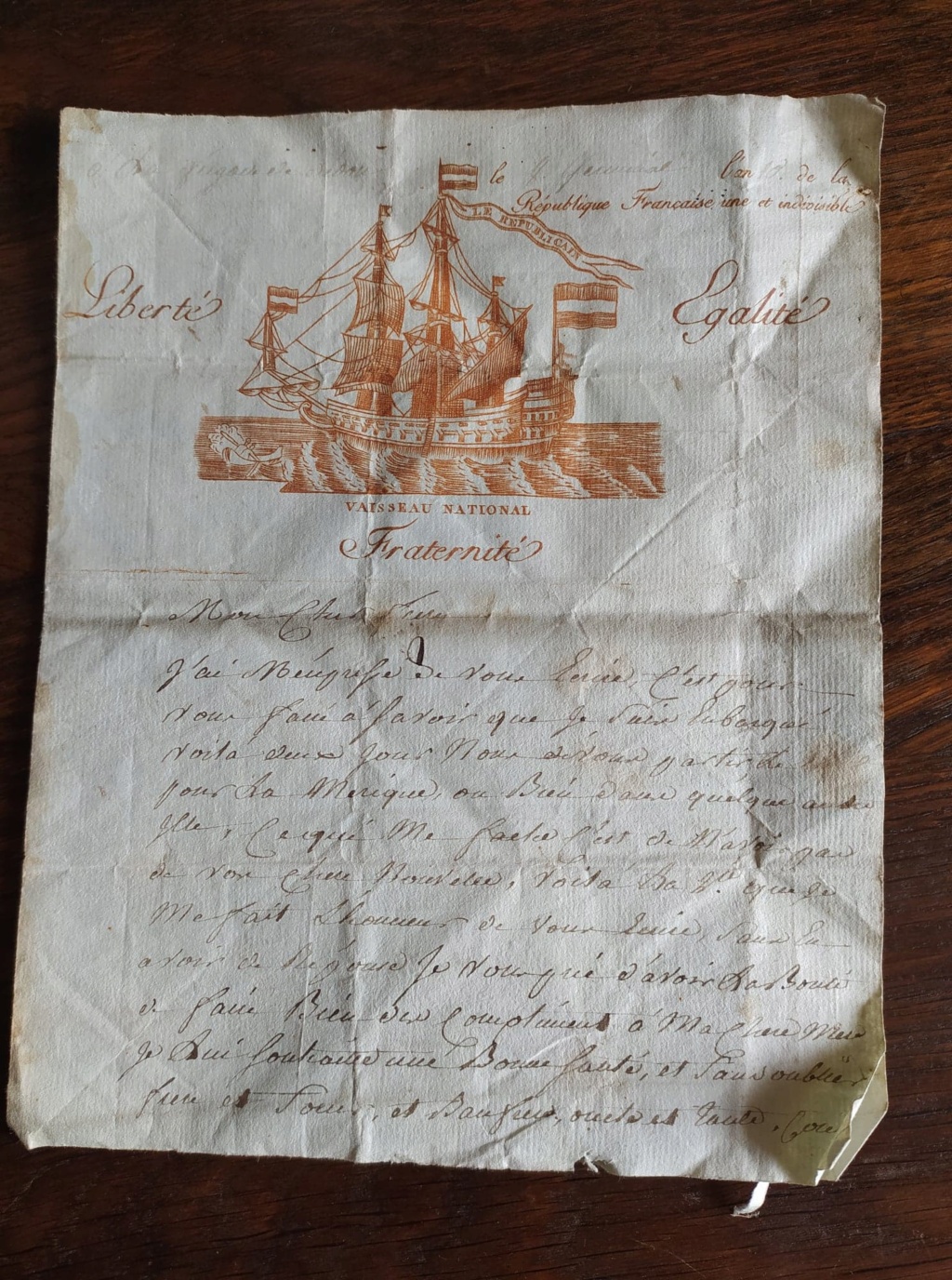 Lettre illustrée d'un marin du Consulat (1802) 30046310