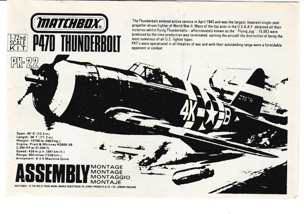 Recherche notice MATCHBOX REPUBLIC  P-47D THUNDERBOLT ...  Notice22