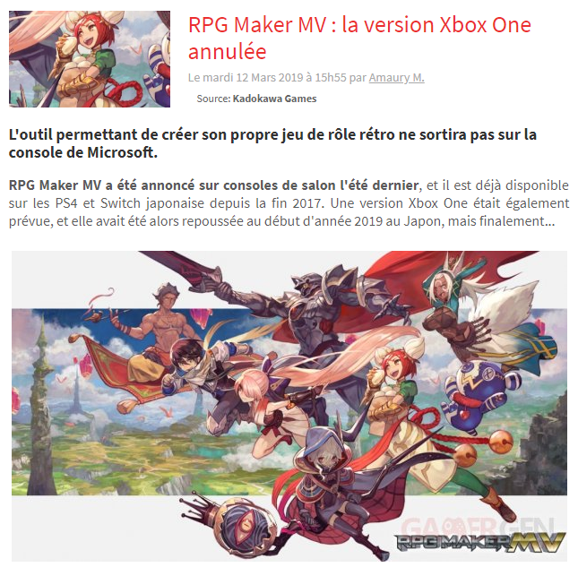 RPG Maker MV : la version Xbox One annulée 54698710