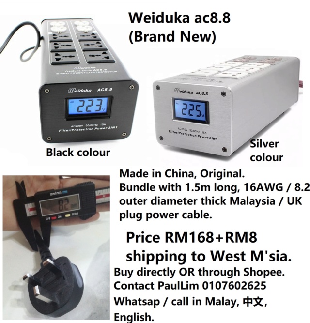 Weiduka power extension/filter with thick M'sia power cord/plug.  Fb_wei11