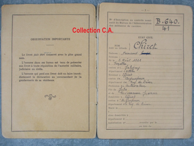 Le livret individuel (militaire) Type Armée d'armistice (Régime de Vichy) Img_6372