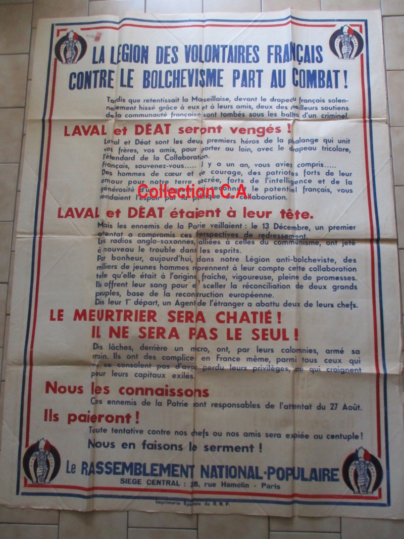 Superbe Affiche Recrutement Légion des Volontaires Français LVF / RNP Img_6515