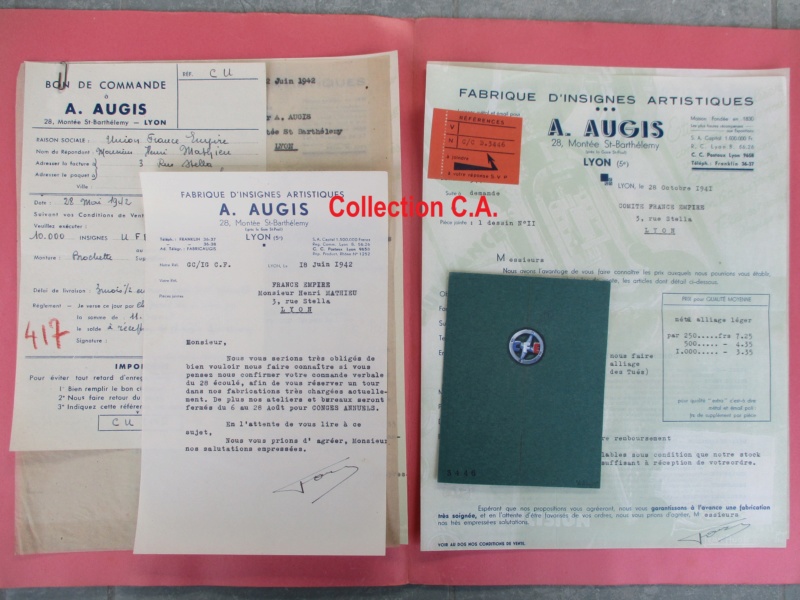 Dossier Augis Fabrication Insigne Union France Empire Lyon sous Vichy Img_6540