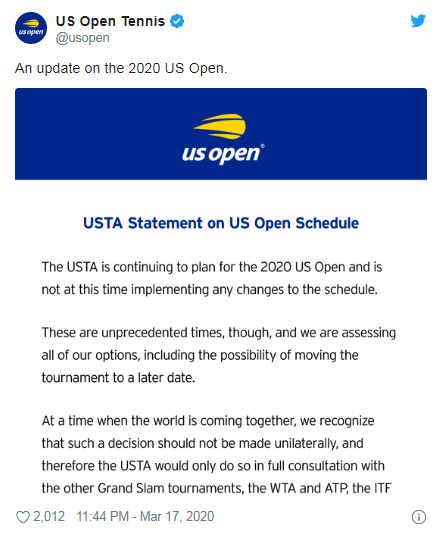 US OPEN HOMMES 2020 les infos Unti2447