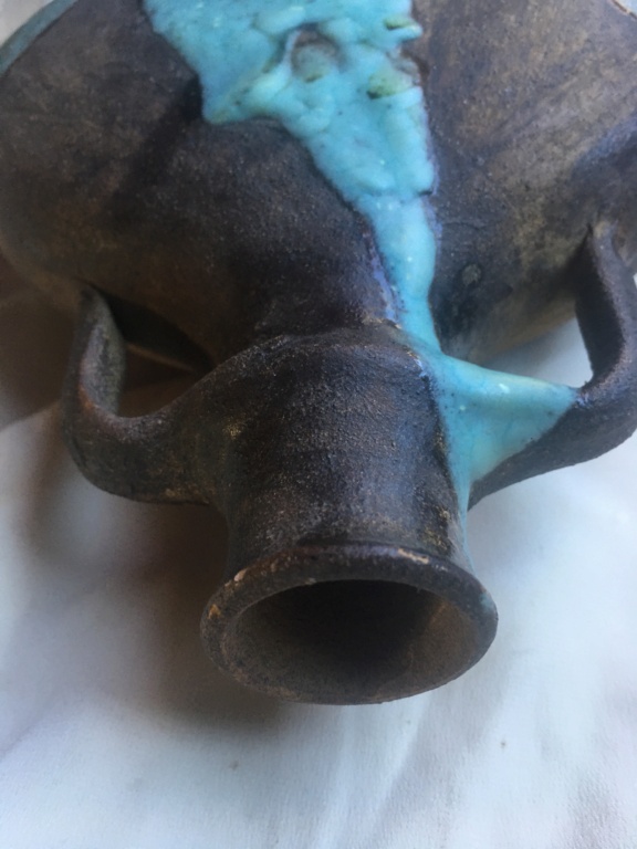 gourde en céramique  coulures émail turquoise à identifier Img_7315