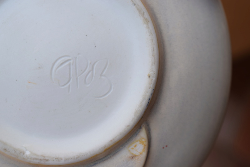 Unknown pottery ikebana vase, GP mark - Georgetown Pottery, Maine, USA  Dsc_0135