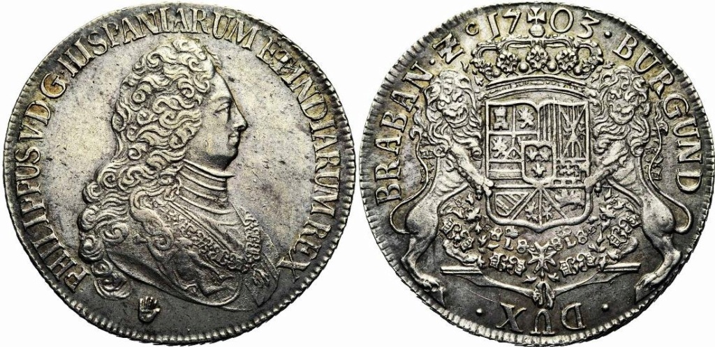 DUCATON de Felipe V Brabante (Amberes) 1703 Tres10
