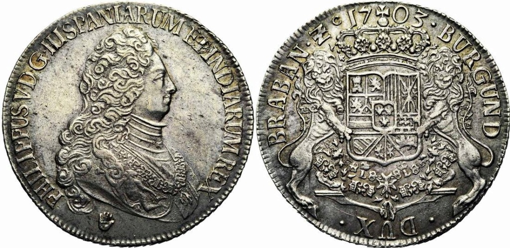 Ducatón de Felipe V Brabante (Amberes) 1703 Tres10