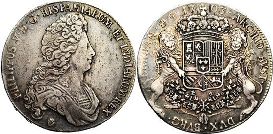 DUCATON de Felipe V Brabante (Amberes) 1703 Uno10