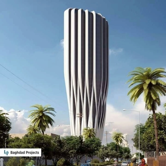 تحفة المعمارية الخالدة زها حديد تواصل ارتفاعها في سماء العاصمة بغداد - البنك المركزي  511