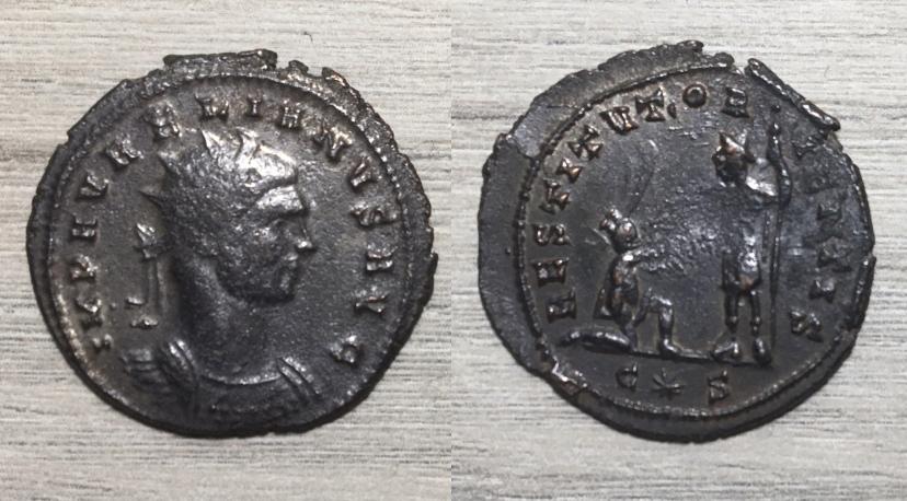 Antoniniano de Aureliano. RESTITVT ORIENTIS. Emperador dando la mano a mujer arrodillada.   Cyzicus Aureli11