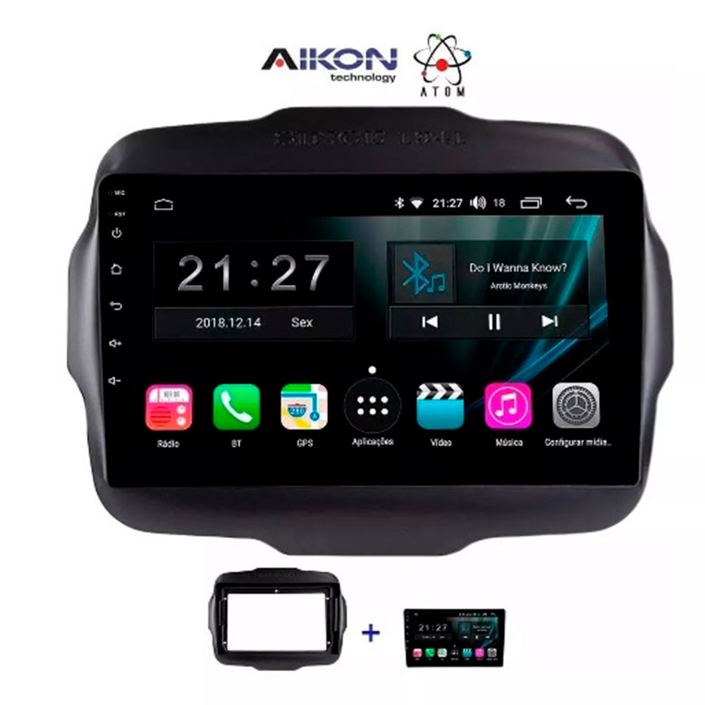 Central Multimidia Jeep Renegade Aikon Atom And 9.0 com Tv Digital Wiitech 0810