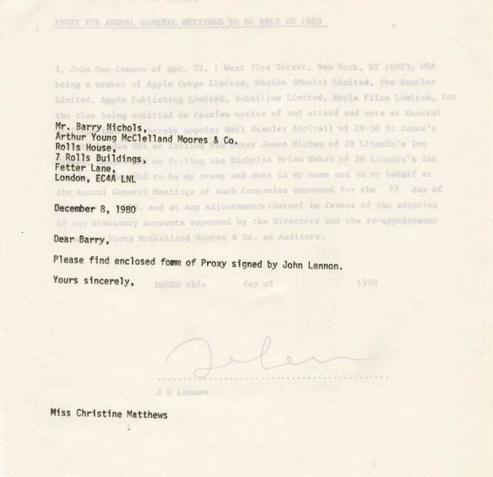 Последнее письмо основателя The Beatles Джона Леннона продали на аукционе за $64 тыс. 221