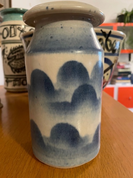 Help with ID Blue Cloud/Mountains Decorated Jar - marked GG M New10