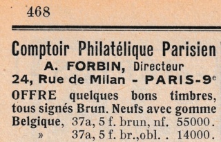 une lettre du négociant A. FORBIN (1915 -1925) Forbin18
